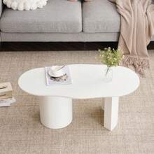Irregular White Coffee Table 100 Cm Long, Sturdy And Durable - High Quality MDF, Lacquered Surface, Delicate Touch, Irregular And Elegantly Curved Top.