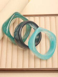 Bộ 3 vòng tay Acrylic phong cách đại dương xanh, kết hợp vòng tay nhuộm tối giản thanh lịch, có thể đeo riêng hoặc xếp chồng, thích hợp để đeo hàng ngày và đi nghỉ - Nhiều màu 11 - Xem 2