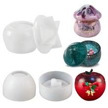 Mushroom House & Apple Jar Resin Silicone Mold With Lid Epoxy Resin Casting Mold For DIY Candle Jars, Jewelry Storage Box, Home Decor, Home Decor Essentials | Playful Design | Durable Silicone - Clear - View 10