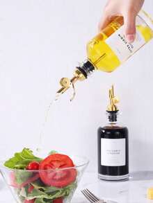 1pc Gold Olive Oil Dispenser Bottle, Kitchen Oil Dispenser, Coffee Syrup Dispenser (Suitable For Coffee Bar), Cooking Oil Glass Dispenser Bottle, Random Sticker Included - Multicolor - View 10