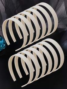 12条/1条仿珍珠发箍，休闲发饰，新娘头饰，伴娘服装装饰，适合斋月、圣诞节、情人节、生日派对，送给女儿、女友的礼物，小公主珍珠发箍