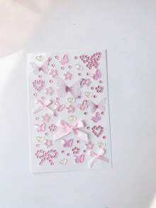 Pink Blue Red Green Cute Butterfly Bow Glittery Stereo Gem Stickers Makeup Holiday Party Y2K Style Music Festival DIY Eyes Face Jewels Stickers Suitable For Dance Performances Parties And Stage Wedding Christmas Fake Tattoos - Multicolor - View 10