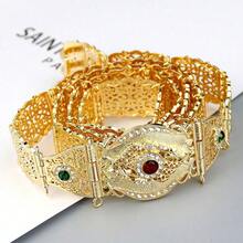 1pc Elegant Algerian Moroccan Women's Caftan Belt, Hollow Arabic Floral Pattern, Metal Chain, Adjustable Length, Traditional Middle Eastern Wedding Dress Accessory - Classic Moroccan Belt - View 11