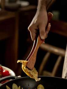 1 Pinza de cocina resistente a altas temperaturas de madera sólida, pinza para bistec, fruta, pan, barbacoa, herramienta para pinzar alimentos, pinza para fideos - Multicolor - Ver 5