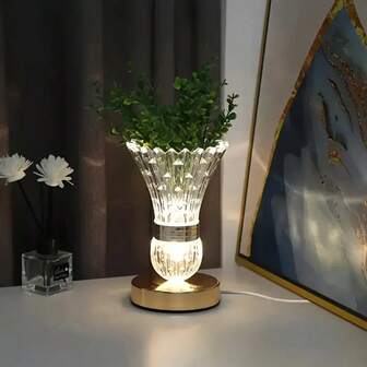 1 st USB-driven/laddningsbar kreativ kristallsten- och fjäderbollslampa, lämplig vid behov för nattlampa i studenthemmet för skolsäsongen, varm och romantisk justerbar 3-färgs stämningsbelysning för kontor, sovrum eller studentrumsskrivbord