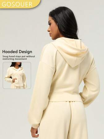 GOSOUER Chaqueta con capucha de mujer para deportes al aire libre, de moda casual y versátil, con cremallera y manga larga