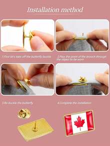 8件套 各国国旗金属方形徽章胸针配件