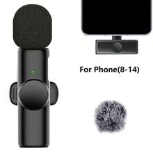 Wireless Lavalier Microphone For Phone IPad TypeC Lapel Mics Plug-Play 2.4G Ultra-Low Delay Built-In Noise Reduction Chip Working Time For Video Recording Interview Podcast Vlog - Black - View 14