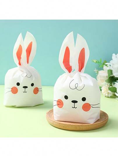 25/50pcs Adorable Rabbit Ear Party Favor Bags - Cute Cartoon Design, Perfect For Birthday Treats, Candy & Gift Packaging Decorations Easter Candy Wrappers