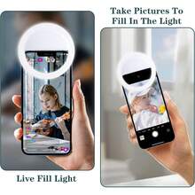 1pc USB Rechargeable Selfie Ring Light LED,Aro De Luz With 3 Brightness Modes Selfie Light, Travel Accessories, Comes With USB Charging Cable, Suitable For Selfie Ring Light Supplementary Lighting Night Dark Selfie Enhanced Mobile Phone Photography,Portable Fill Light For Live Streaming