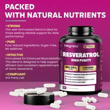 MEGNETA 1450mg High-Potency Resveratrol Supplement | Anti-Aging Antioxidant Support, Free Radical Defense, Brain Clarity & Cellular Energy | Collagen + NAD+ Boost, Gluten-Free For Men & Women | 60 Capsules (30 Servings) - Free Shipping, Quick Ship Items - One bottle - Trial stage - 查看 4