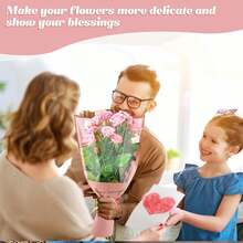 20 Pcs Pink Flower Wrapping Bags 11 X 5.1 X 17.3in Kraft Paper Flower Sleeves For Bouquet Clear Flower Wrapping Paper Multiple Flower Packaging Bag For Mother's Day Anniversary Wedding - Dusty Pink - View 4