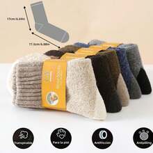 5 Pares Calcetines Térmicos Hombre de Lana,Calcetines gruesos y cálidos para el invierno en casa,en el trabajo o para practicar deportes al aire libre - A - Ver 5