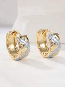 Pendientes redondos de estilo minimalista elegante, pendientes versátiles con estampado impreso, pendientes creativos para uso diario y festivo, regalo de mujer de moda y delicado - Dorado - Ver 3