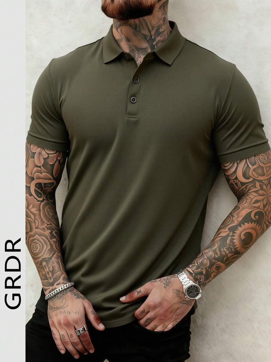 GRDR 1件男士休闲百搭纯色短袖Polo衫
