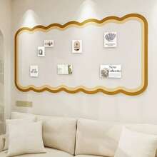 1个超大波浪形边框毛毡留言板，附赠约35个彩色图钉，多用途墙面装饰，适用于家庭、学校、办公室、照片展示、留言板、学习用品，适合圣诞节、万圣节、情人节、新年、生日庆祝活动。