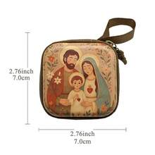 Bolsa de almacenamiento con cremallera para rosario portátil de la Virgen María, artículos religiosos elegantes, caja de joyería cristiana con dibujos animados para devotos, decoración de habitación, 7x7cm - Multicolor - Ver 22