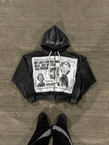 High Street  Hip Hop Street Pants European And American Patch Embroidered Hoodie Design Sense Dark Loose Casual Pants Sweater - áo đen - Xem 3