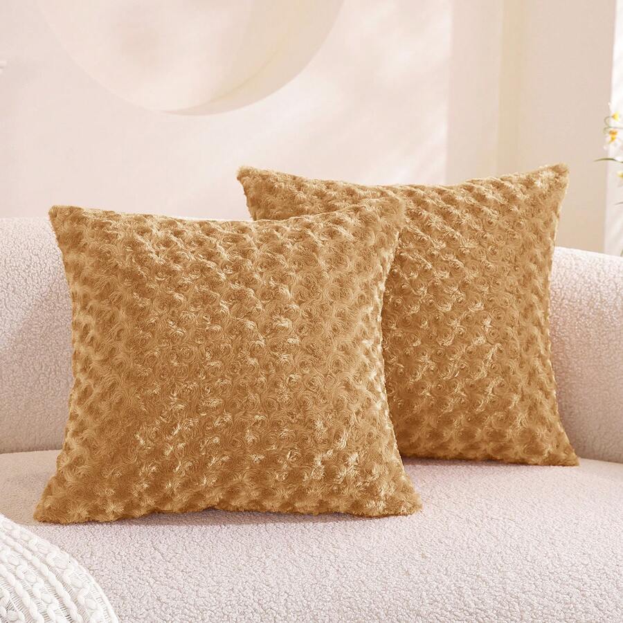YSTYLE Ensemble de 2 housses de coussin pour canapé, housses de coussin décoratives douces et moelleuses, style moderne et élégant, résistantes pour le salon et la chambre. - Taupe - Voir 1