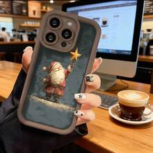 Funda de Teléfono Santa Claus Sosteniendo Estrella Diseño Navideño Para iPhone 14 13 12 11 Pro Max Y  Galaxy S23 S22 S21 Plus Funda de Protección para Teléfono Regalo de Pareja para Novio Novia Presente de Vacaciones - Burdeos - Ver 5