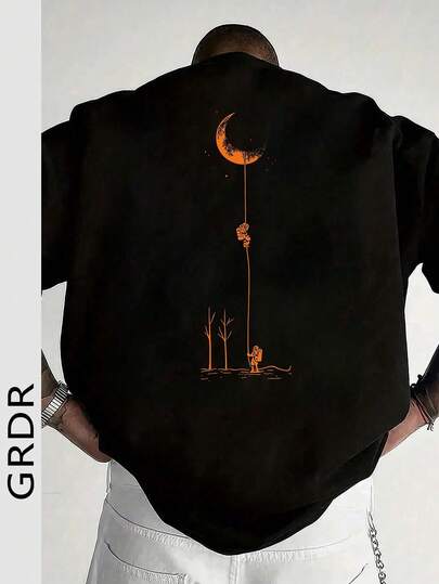 GRDR Men's Fashionable Printed Loose Short Sleeve T-Shirt | Exquisite Design | Summer Essential | Easily Matched, Showcase Your Style