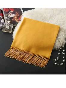 Casual Elegant Winter Scarf 150g With Fringes - 芥末黃 - 查看 1