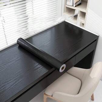 [Träådringstapet] Vattentät minimalistisk stil 1 rulle imitation svart träådringsmönster tapet - Dra av och fäst kontaktpapper - För vardagsrum, kök, sovrum, hem och sovsal möbler dekoration