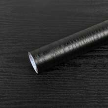 Papel pintado de grano de madera] Estilo minimalista impermeable 1 rollo de papel pintado con patrón de grano de madera negro imitación - Papel de contacto autoadhesivo - Para decoración de muebles de sala de estar, cocina, dormitorio, hogar y dormitorio