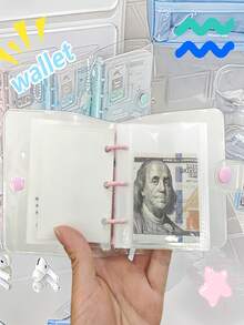PVC创意迷你钱包，口袋便携钱包，钱包礼品收纳袋，记账本，钱袋，活页现金笔记本，小型记账本，储蓄挑战收纳袋，优质材料，送给男友/女友或家人的完美礼物