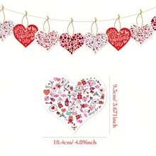 1set/8pcs,Romantic Valentine'S Day Paper Heart-Shaped Decorative Items With Ropes, Suitable For Party Atmosphere Decoration And Arrangement Of Heart-Shaped Pendants - Multicolor - View 4