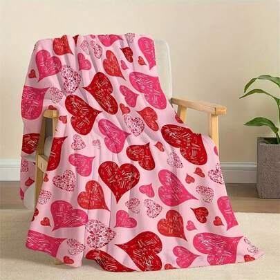 Valentines Day Blanket Heart Pattern Flannel Throw Blanket Cute Soft Blanket Presents For Her