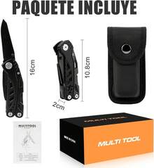 Navaja Multiusos, 12 en 1 Multiherramienta Alicates, Herramientas Multitool de Acero Inoxidable, Navaja de Bolsillo Plegable con Bolsa de Oxford, Pinza, Cuchillo etc, para Acampar, Supervivencia - 1 - Ver 8