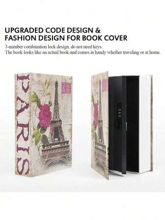 1pc Storage Box With Book Combination Lock Design - Secret Hidden Metal Lock Box For Money, Valuables & Collectibles