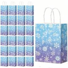 Set de 5 piezas/10 piezas, bolsa de regalo con diseño de copos de nieve, bolsa de papel con copos de nieve, bolsa de regalo para recién nacidos, baño de princesa, holográfica azul, para dulces y aperitivos con asa, para suministros de fiesta de cumpleaños y maravillas - Multicolor - Ver 1