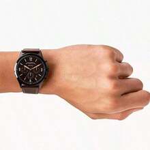 Fossil Herren Quarz Leder Drei-Zeiger-Uhr Edelstahlgehäuse/Kristallspiegel FS5607/FS5608