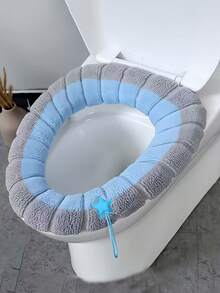 Warm Toilet Seat Cover, Soft & Comfortable, Suitable For Home And Dorm Use. Thick & Cozy Cushion, Removable & Easy To Clean, Portable Design, Essential Home Item. Funny Pattern, Machine Washable, Slow-Close Toilet Lid, Insulated Pad Cover, Toilet Seat Cushion, Bathroom Accessories - Multicolor - View 10