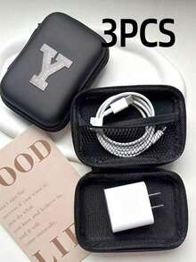 5/3/1 piezas Caja de almacenamiento de cuero PU con letra A-Z, Portador de tarjetas de juego, Organizador de caja de tarjetas de identificación/tarjetas/tarjetas de presentación, Adecuado para viajes, accesorios digitales, estuche para auriculares - Multicolor - Ver 80