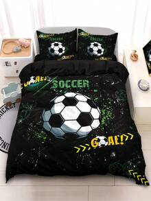 3pcs Premium Custom Stereoscopic Football Bedding Set, Chic Sports Style Black & White Football Duvet Cover And Pillowcase Set, Soft & Smooth Zipper Design, Suitable For Guest Room, Bedroom, Single/Double Bed, Student, Adult, Dormitory (Includes 1 Duvet Cover, 2 Pillowcases, No Comforter Or Pillow Inserts) - 5275+SJT+K - View 6