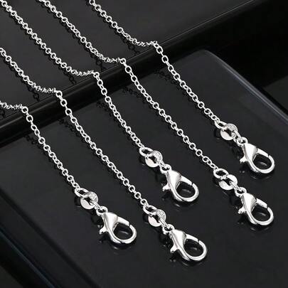 5pcs 925 Sterling Silver Plated Necklace Set, Unisex, Suitable For Pendant Matching, Suitable For Weddings, Parties, Holidays And Other Occasions