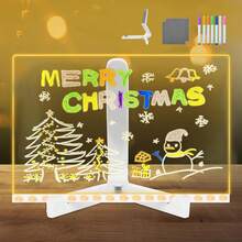 Tablero de Notas LED con Colores, 30 x 20 Tablero Acrílico de Borrado, Tablero de Mensajes Luminoso con 7 Bolígrafos de Colores, Bloc De Notas Acrílico Iluminado De Colore - 1 - Ver 8