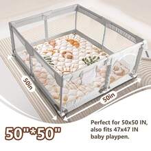 Primlect Baby Play Mat, 50x50 Playpen Mat With Super Soft Touch, Activity Mat With Upgraded Anti-Slip Bottom, Machine Washable Crawling Mat For Floor & Picnic - Boho Nature - View 2