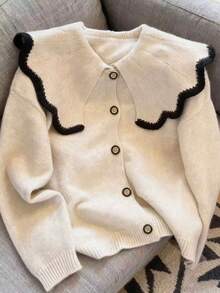 Top cardigan décontracté à grand col cranté pour femmes, automne-hiver