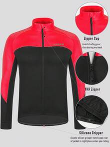 LEOPATRIX Men's Cycling Jacket, Warm Long Sleeve Fleece Cycling Jacket With 3 Rear Pockets, Winter - Black - View 3