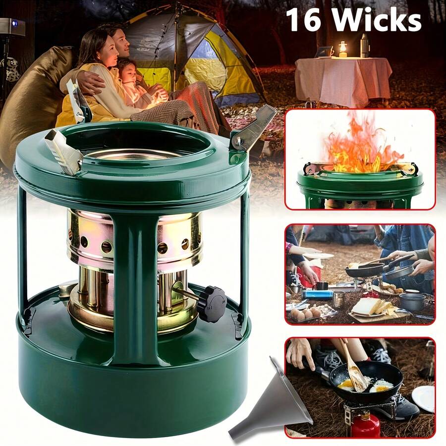 Portable Kerosene Stove, Efficient Camping Stove With Windshield, Outdoor Cooking Tool, 16 Wicks, Suitable For Backpacking, Hiking, Picnics, And Emergency Reserves, Camping Picnic Stove (Fuel Not Included) Chenxingran - 綠色 - 查看 1