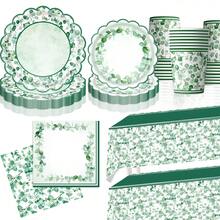 10pcs Sage Green Party Supplies, Disposable 7/9 Inch Paper Tray 9 Oz Cup Cutlery Napkin For Spring, Wedding Shower, Bridal Birthday Party, Family Party, Outdoor Camping Picnic, Holiday Party Supplies - Multicolor - View 1