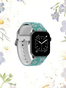 1条柔软弹力透气腕带替换表带，莲花图案，适用于 38mm 40mm 41mm 45mm 44mm 42mm 49mm，多功能硅胶表带，适用于 Ultra系列S11/S10/SE/9/8/7/6/5/4/3/2/1，日常时尚休闲礼品 - 彩色 - 查看 3