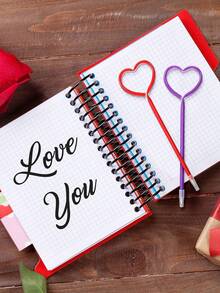 9pcs/Set Random Color Valentines Day Pens Heart Shape Pens Rollerball Pens Valentine Party Favor Pens Black Gel Ink, Ballpoint Pen For School Boys And Girls Office Supplies (Red) - Multicolor - View 6