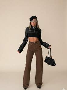 SQUALO Women's Blue Washed, Ripped, And Distressed Effect Jeans Street Style - Brown - View 2