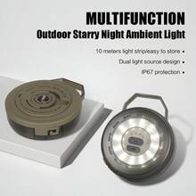 1pc Outdoor Retractable Tape Measure Atmosphere Light String, LED Tent Light, Hand Crank Retractable