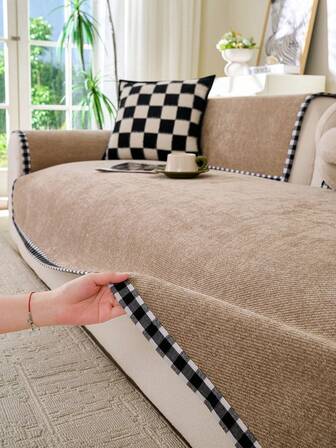 1pc Classic Style Sofa Cushion Cover, Pet-Friendly Anti-Scratch Sofa Protector, Machine Washable Home Decor Suitable For L-Shaped Combination Sofa And 1/2/3/4 Seater Sofa (Sold Separately), All Season